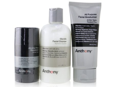 Anthony Basic Kit With Alcohol Free Deodorant: Cleanser 237ml + Moisturizer 90ml + Deodorant 70g  3pcs Hot on Sale