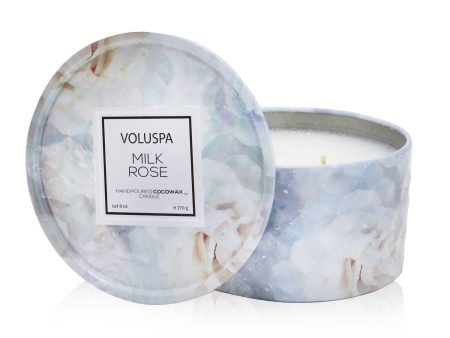 Voluspa 2 Wick Tin Candle - Milk Rose  170g 6oz Online now